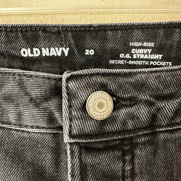 NEW Old Navy Jeans High Rise Curvy OG Straight Button Fly Black Denim Women's 20 - Picture 6 of 11